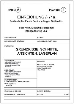 Plankopf eines   Einreichplans